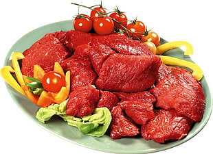 red raw meat on white ceramic tray HD wallpaper